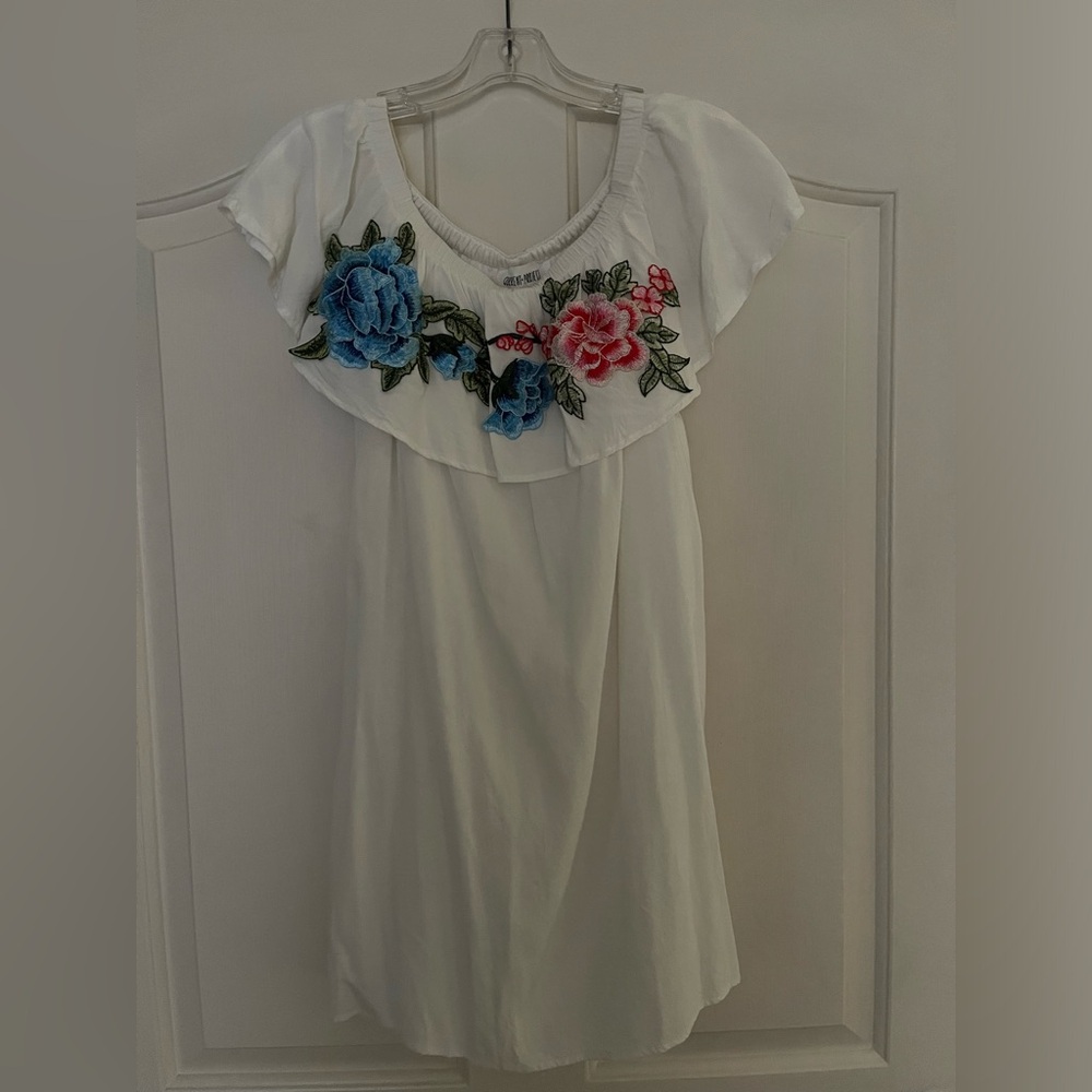 White dress with flowers